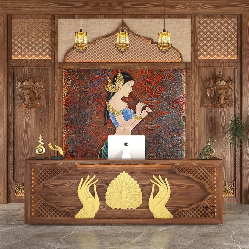 

Тайский кассовый аппарат, ванночка для ног в стиле Юго-Восточной Азии, магазин Caier, центр здоровья для йоги, массажный клуб, бар компании, стойка регистрации