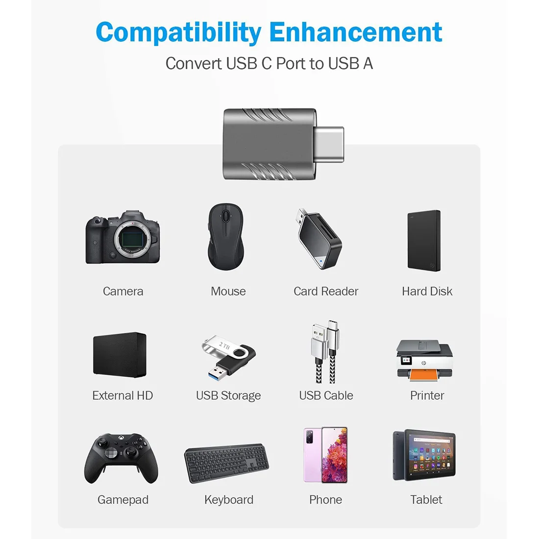 2 упаковки, адаптер USB C, адаптер USB C-USB, Высокоскоростная передача данных, адаптер Женский стандарта USB 3,0 для устройств типа C