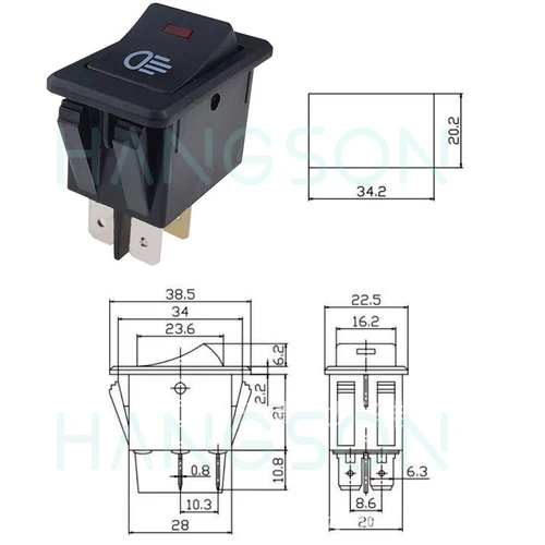 Imagen 2 del producto Interruptor basculante de luz antiniebla de coche, 4 pines, 12V, 35A, encendido/apagado SPST, interruptor de palanca antiniebla ASW-17D, interruptor antiniebla delantero trasero para RV, camión, barco marino
