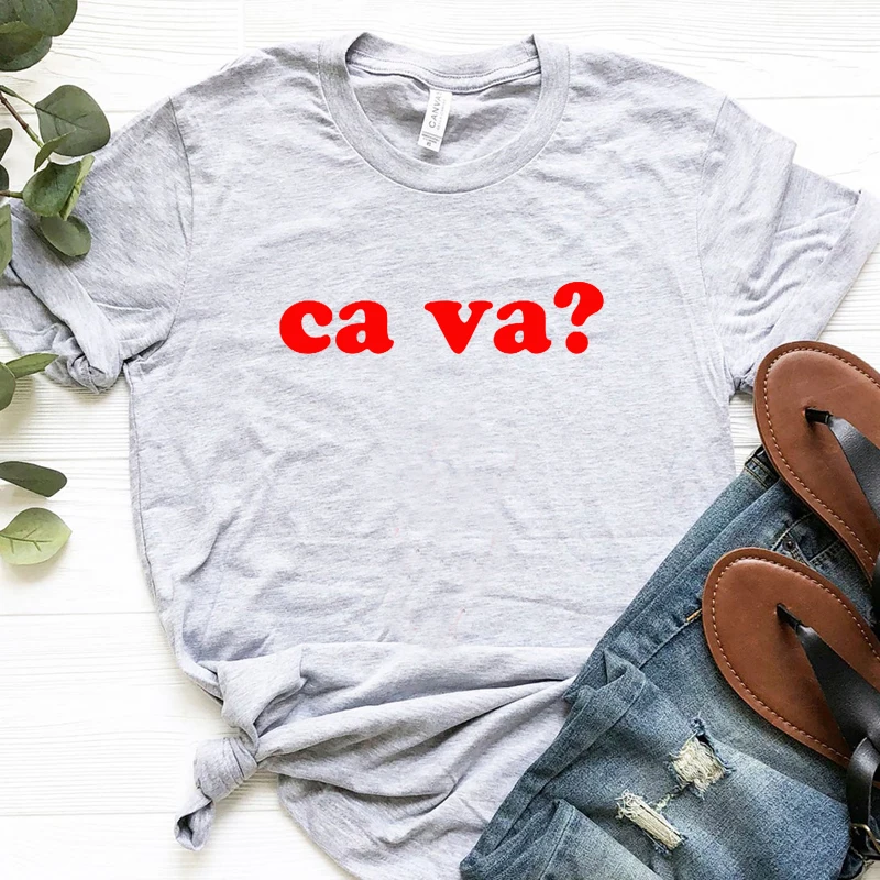 Como vai isso? Francês letras palavras dizendo t camisa feminina algodão gráfico t harajuku moda verão das mulheres roupas das senhoras topos