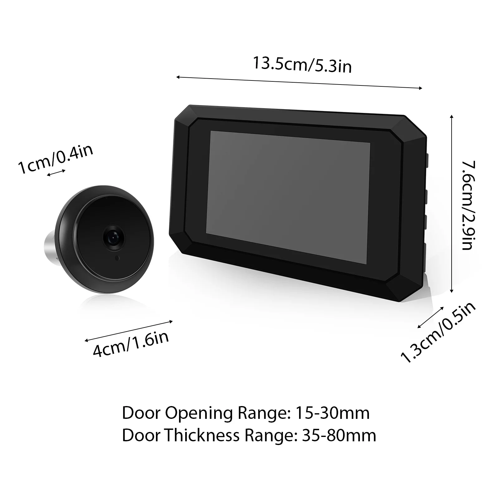 3.97\'\' LCD Digital Peephole Camera for Apartment Door 1080P 120 Degree Color Infrared Camera Door Monitor Type-C Rechargeable