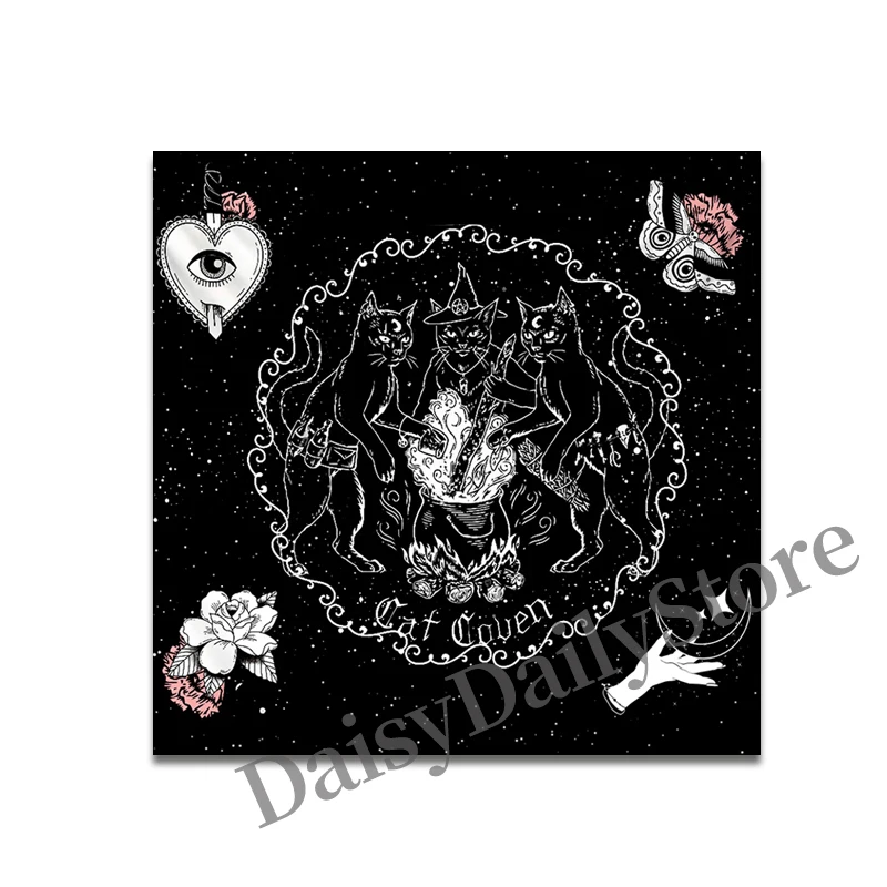 Divination Cat Altar Cloth Tarot Tablecloth Cat Coven Altar Cloth Bedroom Room Decorative Art Tablecloth Card Mat Home Decor