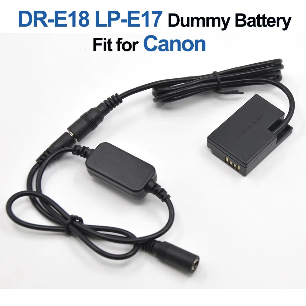 

12V-24V Step-down Cable DR-E18 DC Coupler LP-E17 Dummy Battery for Canon EOS 750D 760D T6S 800D 77D 200D Kiss X9i T6i Camera