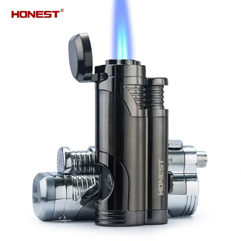 Honest Windproof Metal Portable Turbo High Power Torch Butane Gas Lighter Cigar Cutter Multifunctional Tool Men\'s Gift