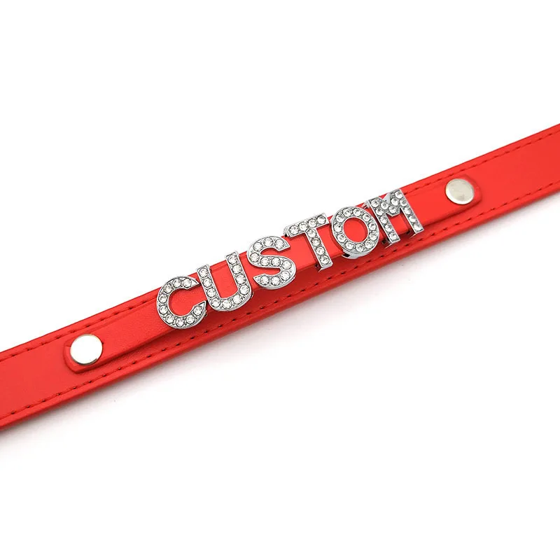 Sexy Red PU Leather Customized Name Letters Collar Choker Necklaces Punk Personalized Sex Cosplay Custom Chocker Jewelry Gift