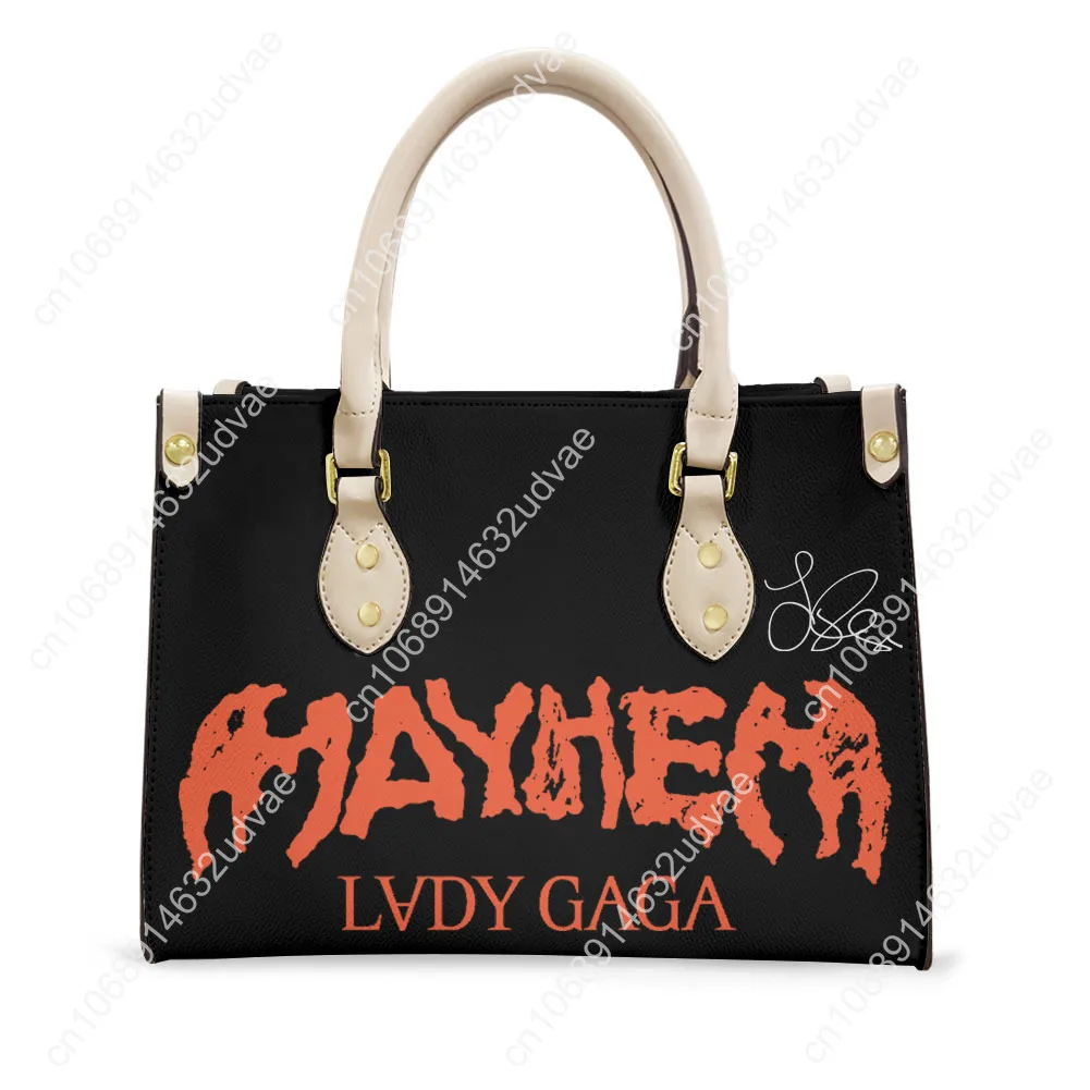 

Lady Gaga Tote Bag Purse Womens Mens High Quality Personalized Text Image PU Leather Handbag Commuter Shopping Gift Bags