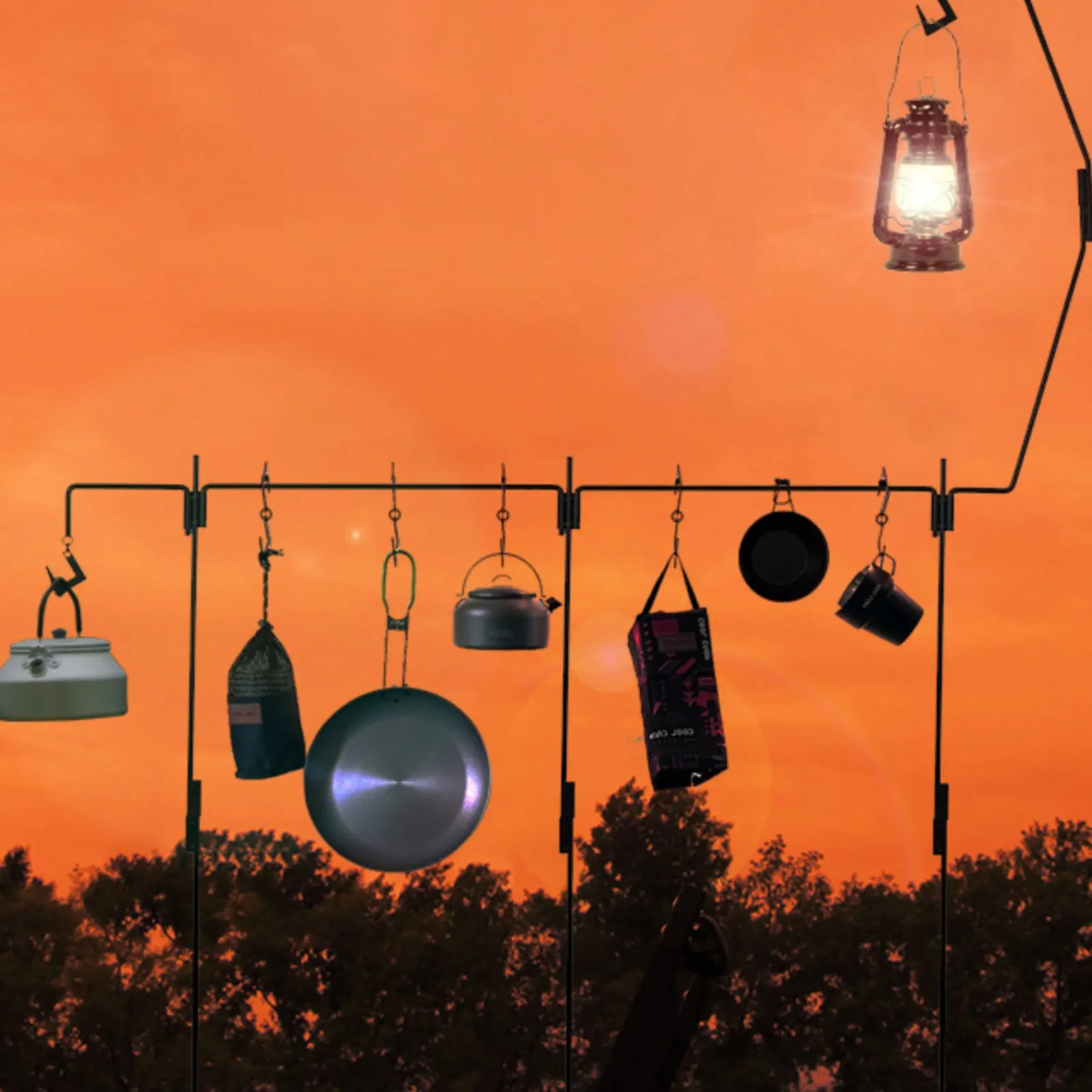 

Camping Lantern Stand Multi-Use Camping Light Pole Camp Kitchen Hanger Stand Adjustable Height Folding Lamp Pole Compact Storage