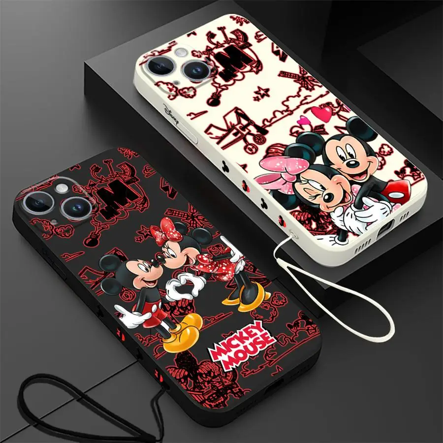 Diseny Mickey Minnie Mouse Phone Case for iPhone 11 12 13 14 15 16 Pro Max XR XS 7 8 SE 15 Plus 13 Mini Cover
