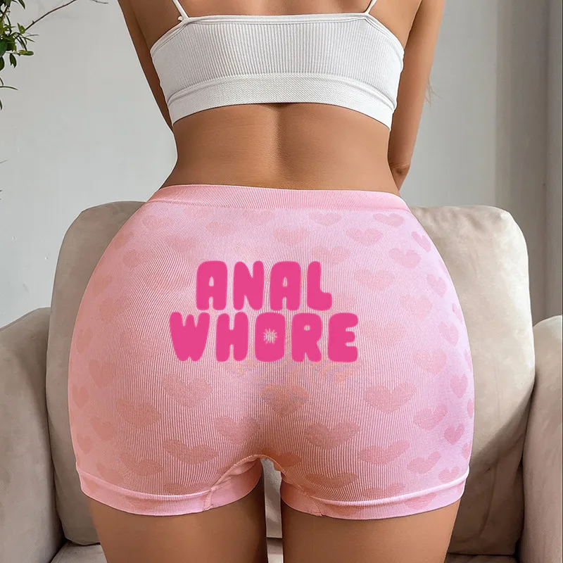 Funny Pink Letters Love Heart Knitting Underwear Sexy Woman Underwear Female High-waisted Comfortable Breathable Girls Panties