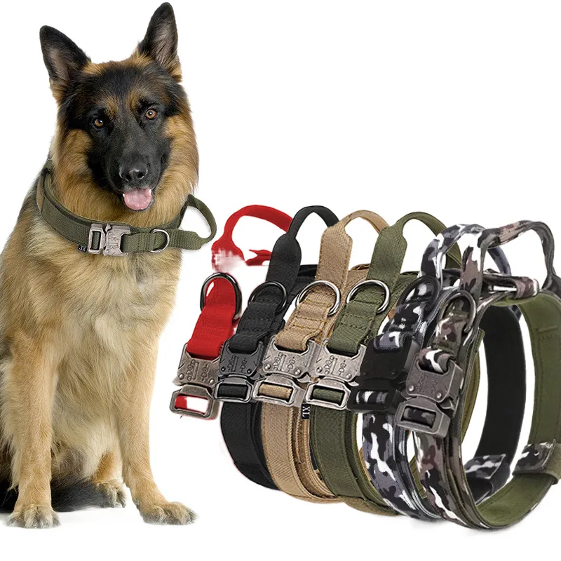 

Pet Tactical Collar Military Dog ​​Collars Medium Large Bulldog Training Seat Belt Dogs Nylon Thickened Carabiner Traction Rope