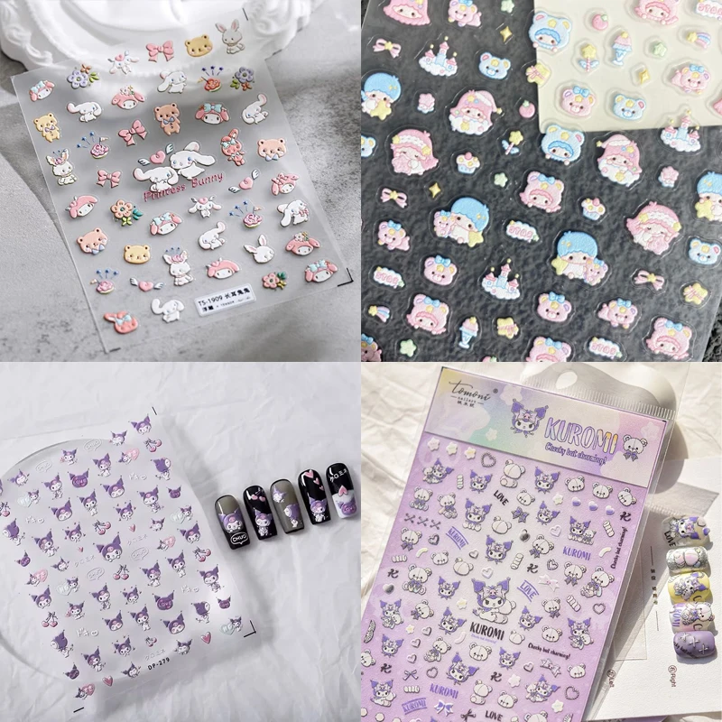 

Kawaii Melody мультфильм рельефная милая наклейка для дизайна ногтей Hello Kitty Kuromi изысканная нашивка ювелирные изделия Diy студенческий подарок на день рождения для детей
