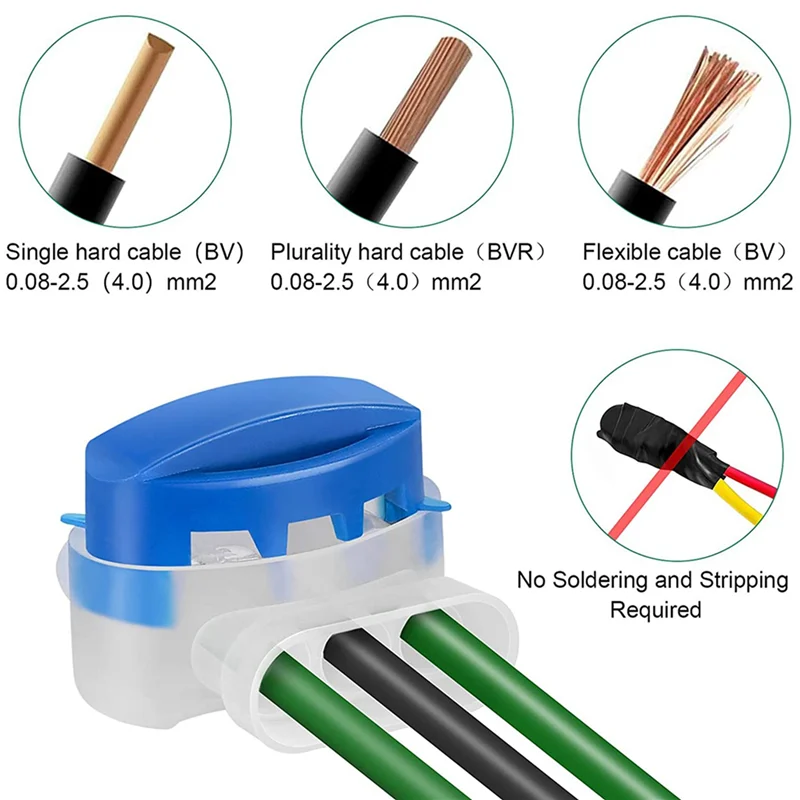 ABZC-Cable Connector, 40 Pieces Cable Connectors For Robotic Lawnmower, Automower Waterproof Cable Clamps Connection Clamps