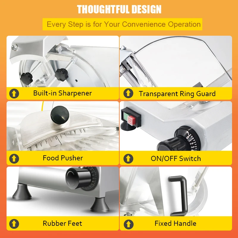 Mesin Pemotong Daging Semi-Otomatis 8 Inci 180W Baru Praktis 110/220V Mesin Persiapan Daging