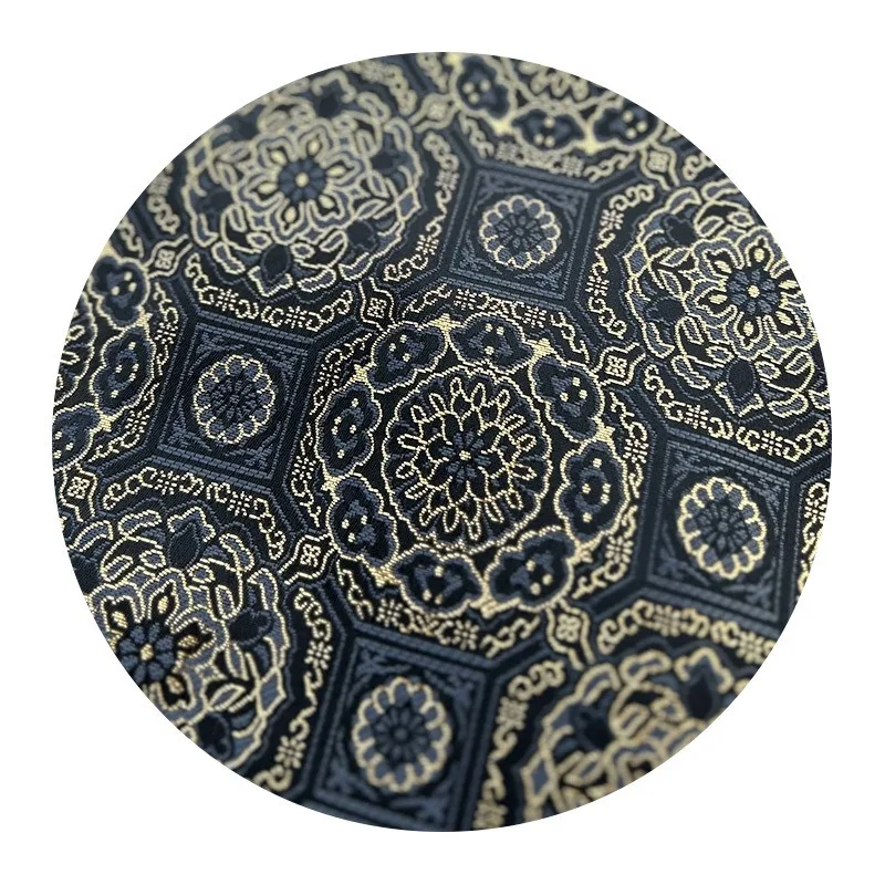 

Black gold rich pattern Chinese fabric, retro tea pad Dunhuang binding brocade box fabric