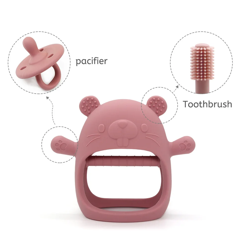 1pc massaggiagengive Toys For Baby bracciale BPA Free Cute Cartoon Animal Silicone Ring guanto da dentizione per accessori per bambini giocattoli appena nati