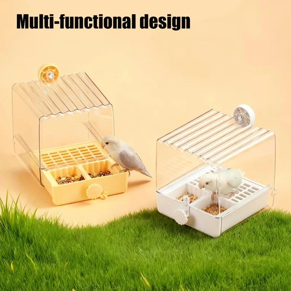 Transparent Parrot Bath Multi-functional Splash Proof Parrot Bathing Pool Bottom Drawer Food Holder Box Bird Bathtub Bird Cage