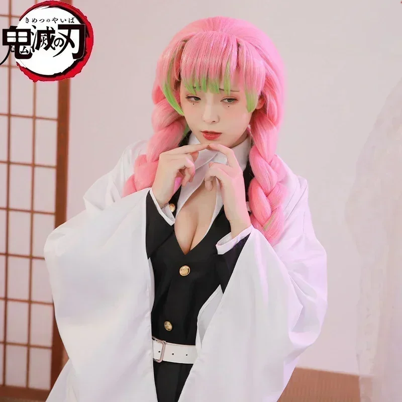 

2025 Halloween Cosplay Anime Kanroji Mitsuri Kimono Kostuum Duivel Jager Volwassen Kind Halloween Kleding Pruik Halloween