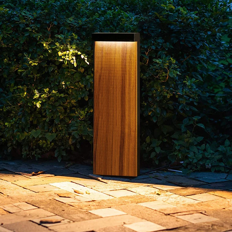 

Square Park Community Road Landscape Bollard Light Decoration Garden Lawn Lamp Water Transfer Printing Wood Grain Pillar