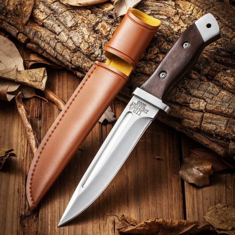 Multi functional outdoor straight blade sharp high hardness stainless steel small knife portable fruit knife