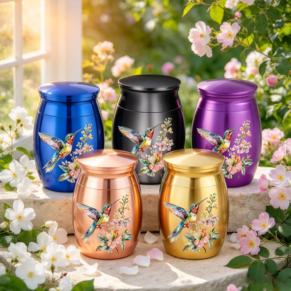  Hummingbird Memorial Urn, Multi-Color Pets Memorial Containers,1.57 Inch Dog Ashes Cremation Urn Container for Ash Remembrance