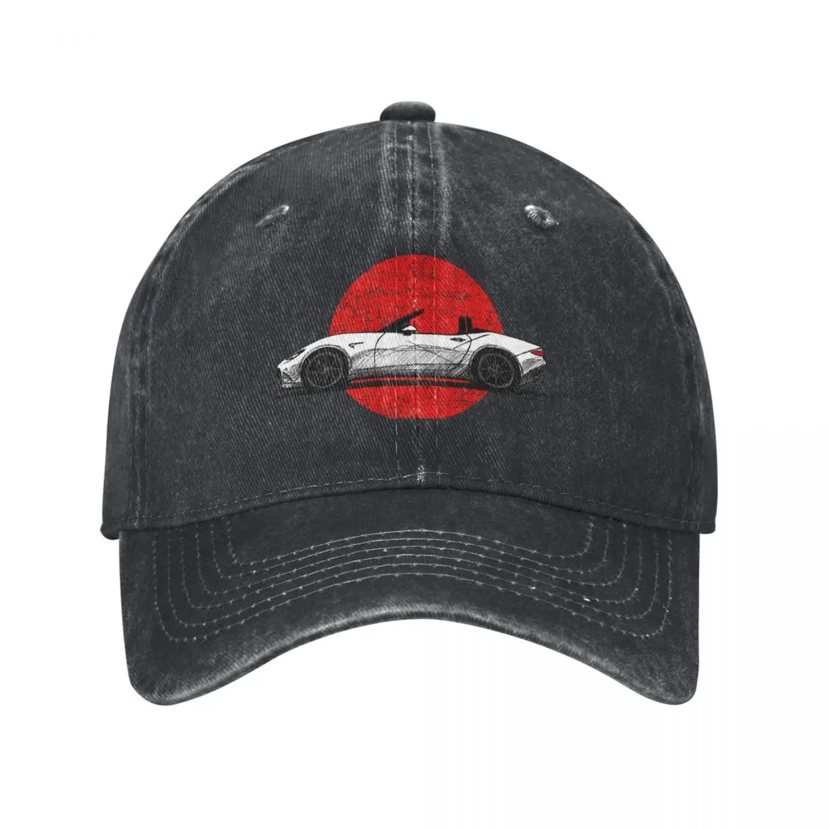 Japanese roadster sports car sketch with flag background Baseball Cap fishing hat Dropshipping Rugby cute Women's Hats Men's