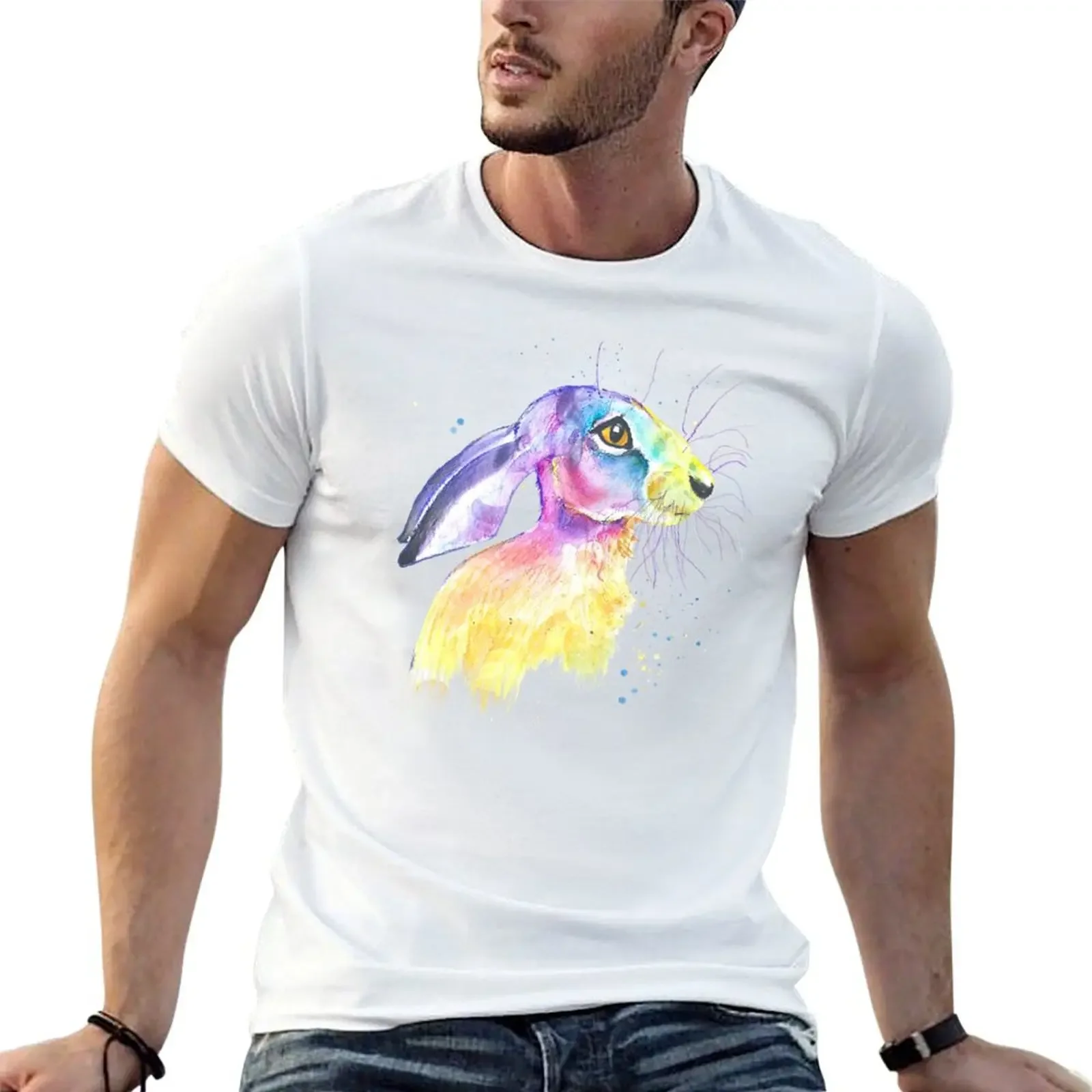 Rainbow Hare - There’s no Rainbow without rain T-Shirt anime t shirts cheap stuff men graphic t shirts