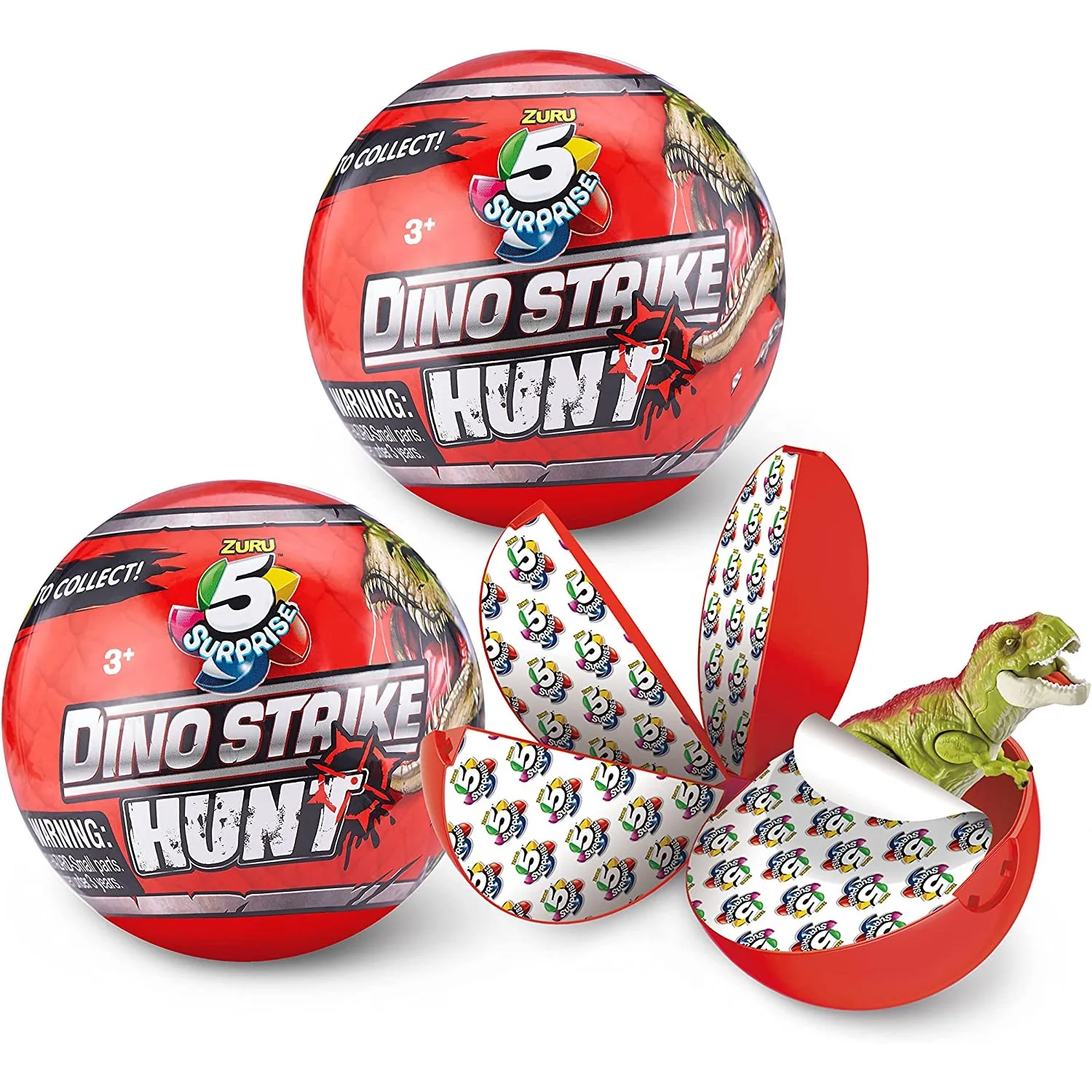 ZURU 5 sorpresa Dino Strike Hunt dinosaurio ataque caza serie 3 cápsulas coleccionables misteriosas 1 paquete de juguetes para niños