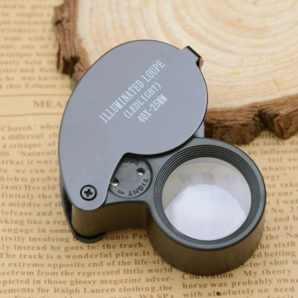 40X 돋보기 보석상 루페 포켓 접이식 돋보기 시계 동전 우표 보석 보석 다이아몬드 식별