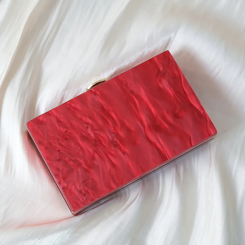 New Trendy Handbag Fashion Women Bags Red Solid Acrylic Luxury Party Evening Bag Woman Wedding Cute Vintage Box Clutch Purse