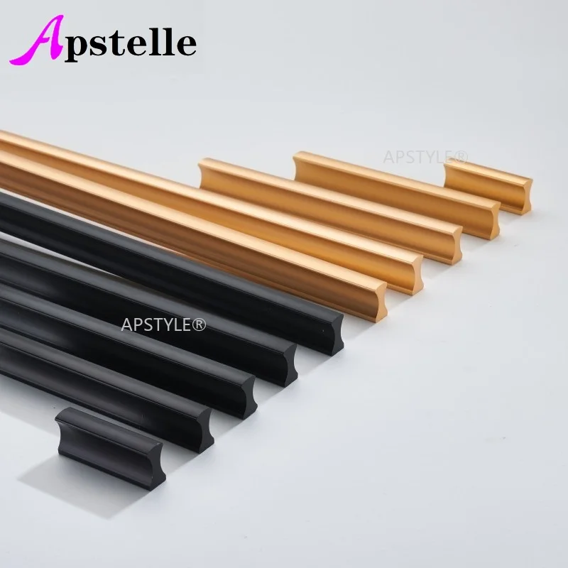 Apstelle Kitchen Cabinet Pull Long Modern Zinc Alloy Silver Black Gold Wardrobe Dresser Knob Cupboard Drawer Hardware Box Handle