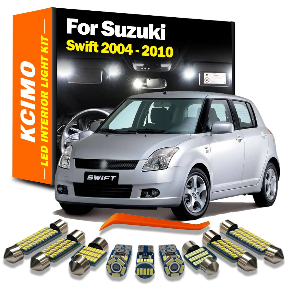 

Kcimo 8Pcs Canbus Car LED Interior Light Kit For Suzuki Swift 2004-2007 2008 2009 2010 Dome Trunk License Plate Lamp Led Bulbs
