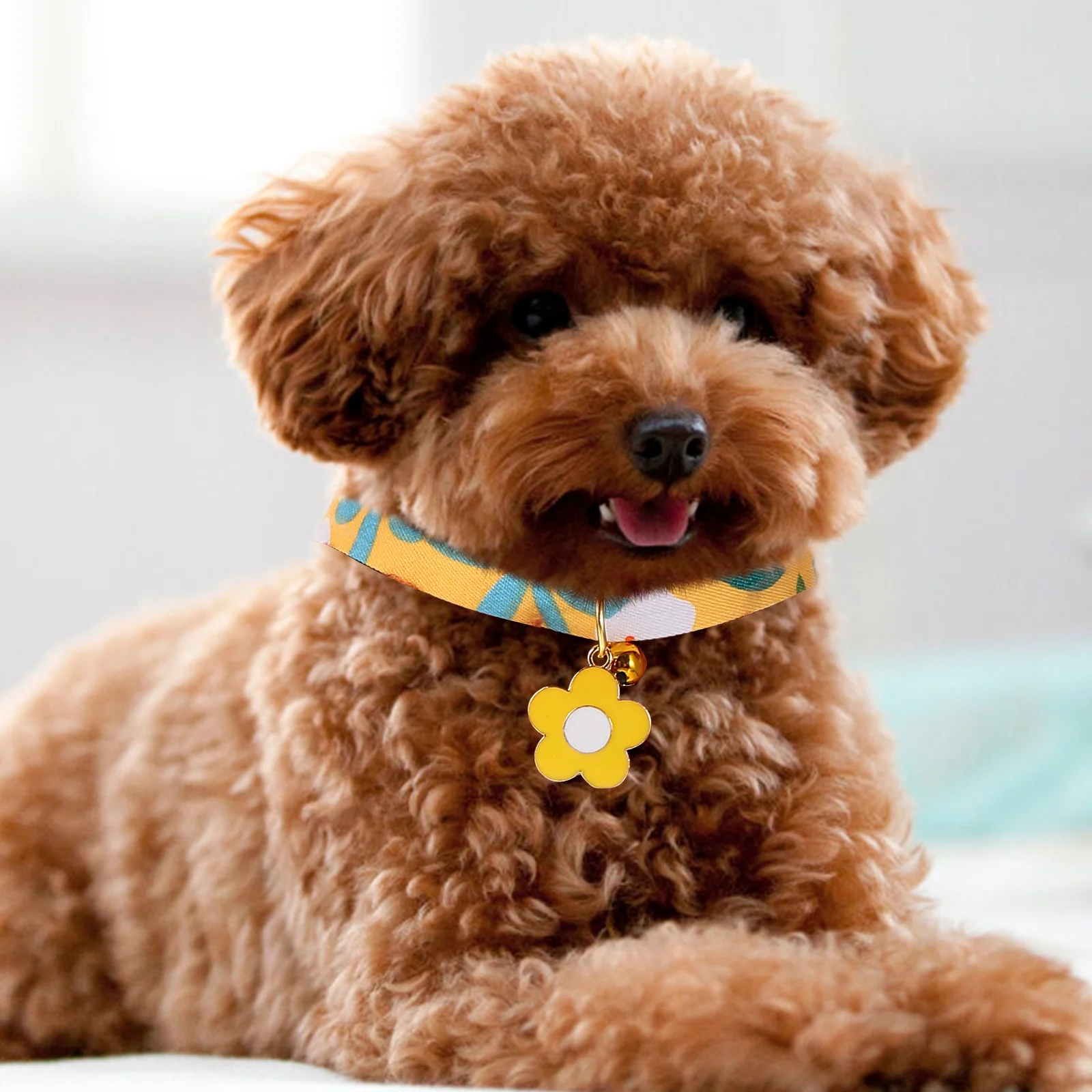 

2pcs Flower Print Cat Adjustable Pet Neck Decor Comfortable Skin-Friendly Bell Design Decorative Collar For Kitten Puppy Party