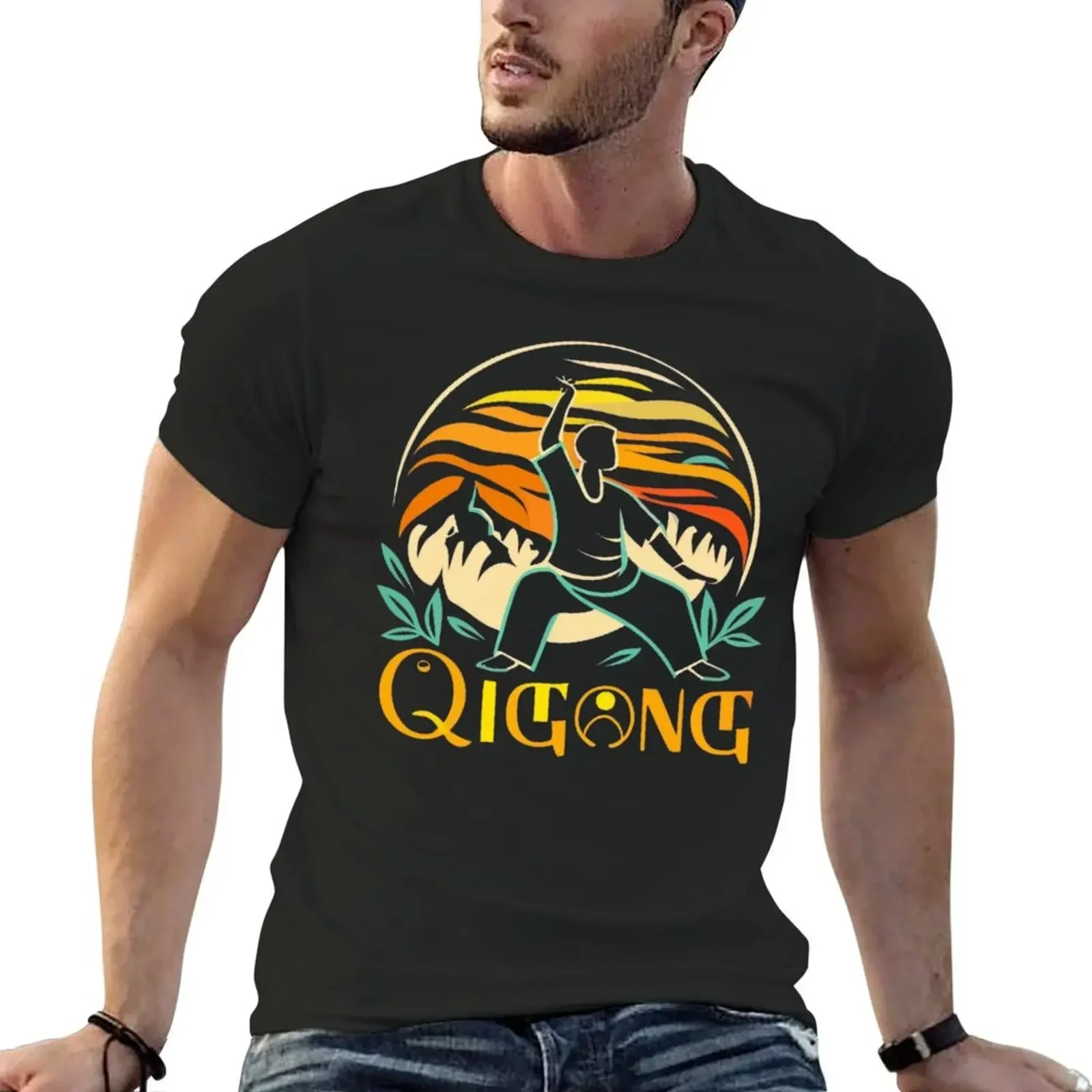 Qigong T-Shirt vintage graphic tee plus size clothes korean fashion mens t shirts