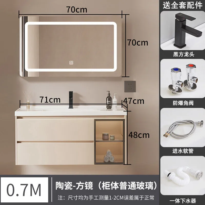 Picture 5: Bathroom Cabinet Washbasin Cabinet Combination Washbasin Mirror Slate Seamless Splicing Integrated Cabinet