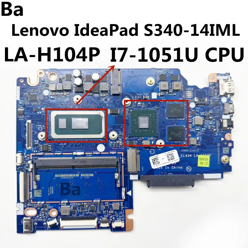 For Lenovo Ideapad S340-14IML Laptop Motherboard  LA-H104P With I7-10510U MX230 2G 4GB