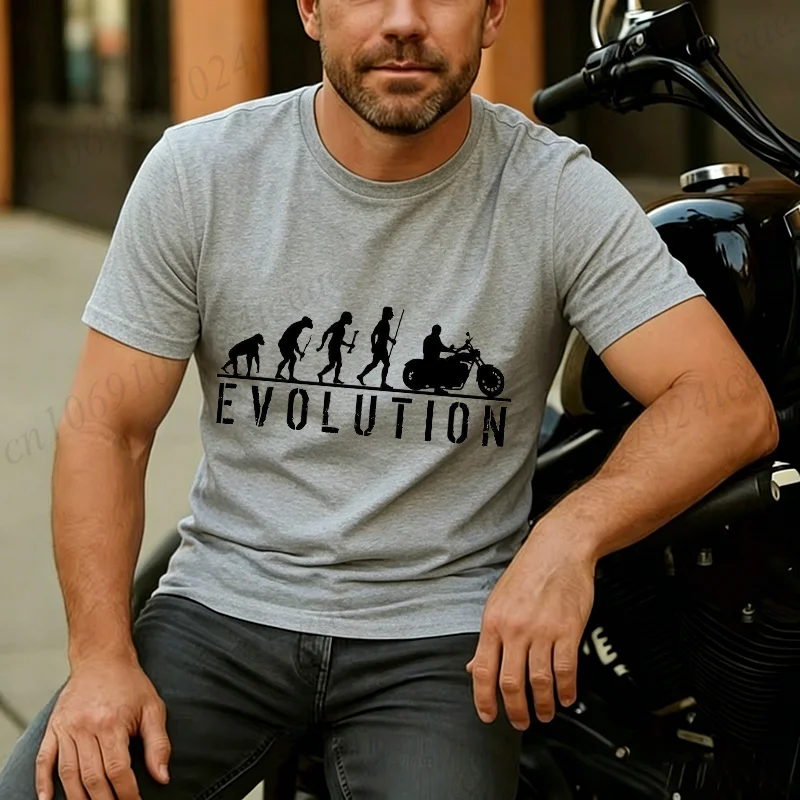 T Shirts for Men Clothing Evolution Bike Motorcycle Motocross Humorous T-Shirts Crewneck Tees Short Sleeve Oversized Shirt Tops