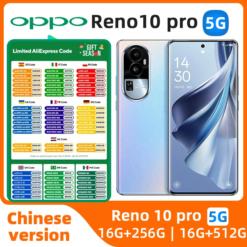 OPPO Reno 10 Pro 5G SmartPhone Dimensity 8200 6.74 AMOLED 100W Super VOOC 4600mAh Android 13 ColorOS 13 OTG used phone