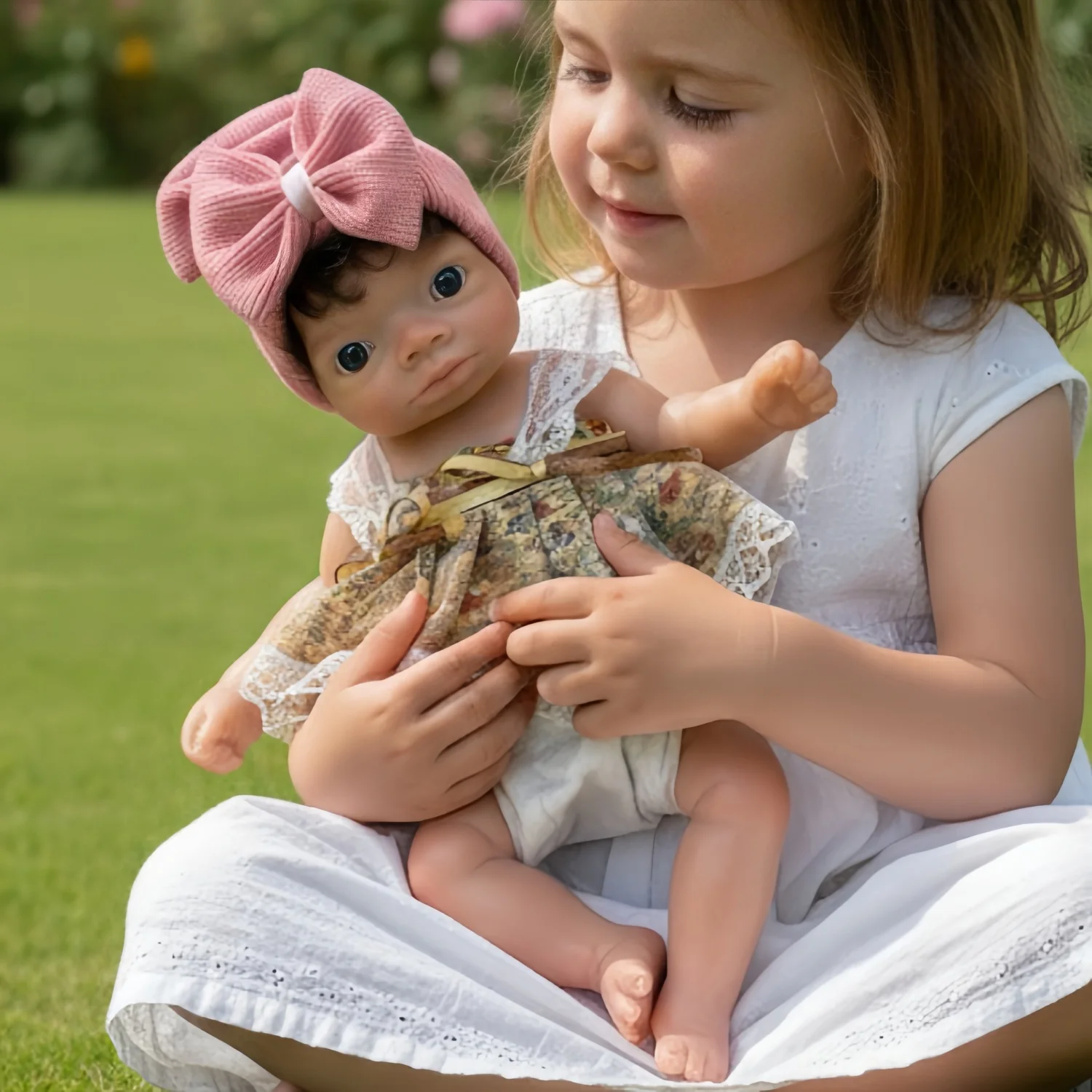 

10 Inch Silicone Reborn Doll Lanny Bebe Girl Newborn Baby Figure with Rooted Hair Realistic Body Dolls for Collectors
