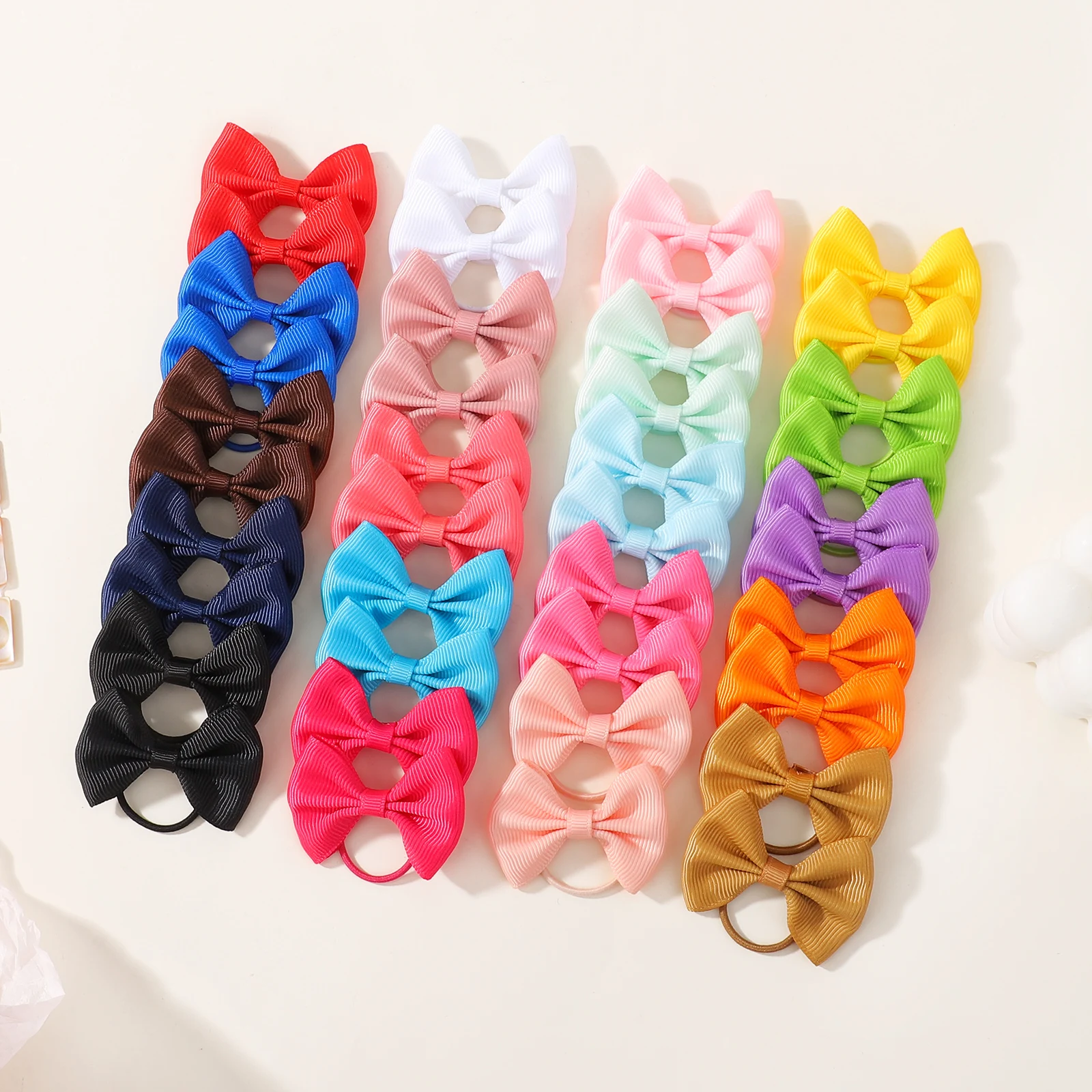 

20/40Pcs/set Baby Hair Ties With Bows Ribbon Hairband for Girls 2'' Elastic Hairbands Infants Pigtail Holders Hair Accessories