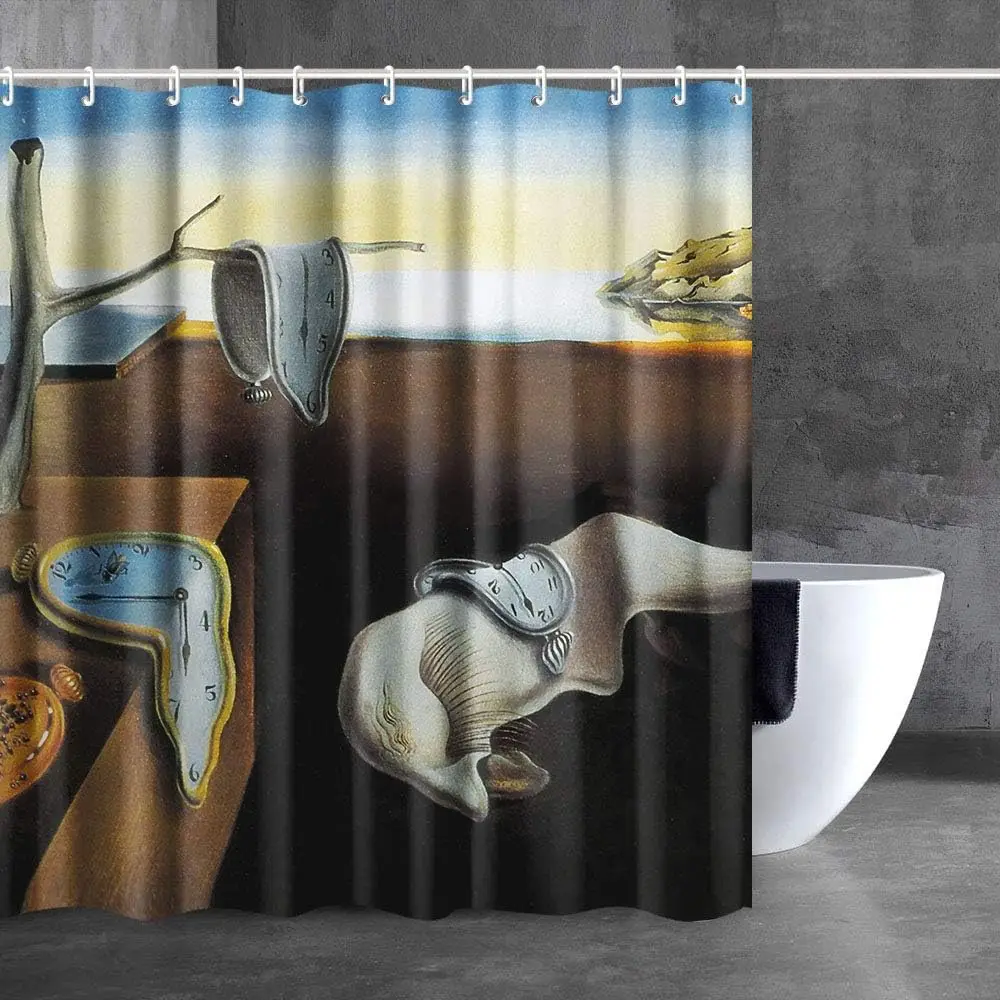 Rideau de douche The Persistence of Memory, impression d'art surréaliste Salvador Dali Melting Clocks, rideau en tissu imperméable pour salle de bain
