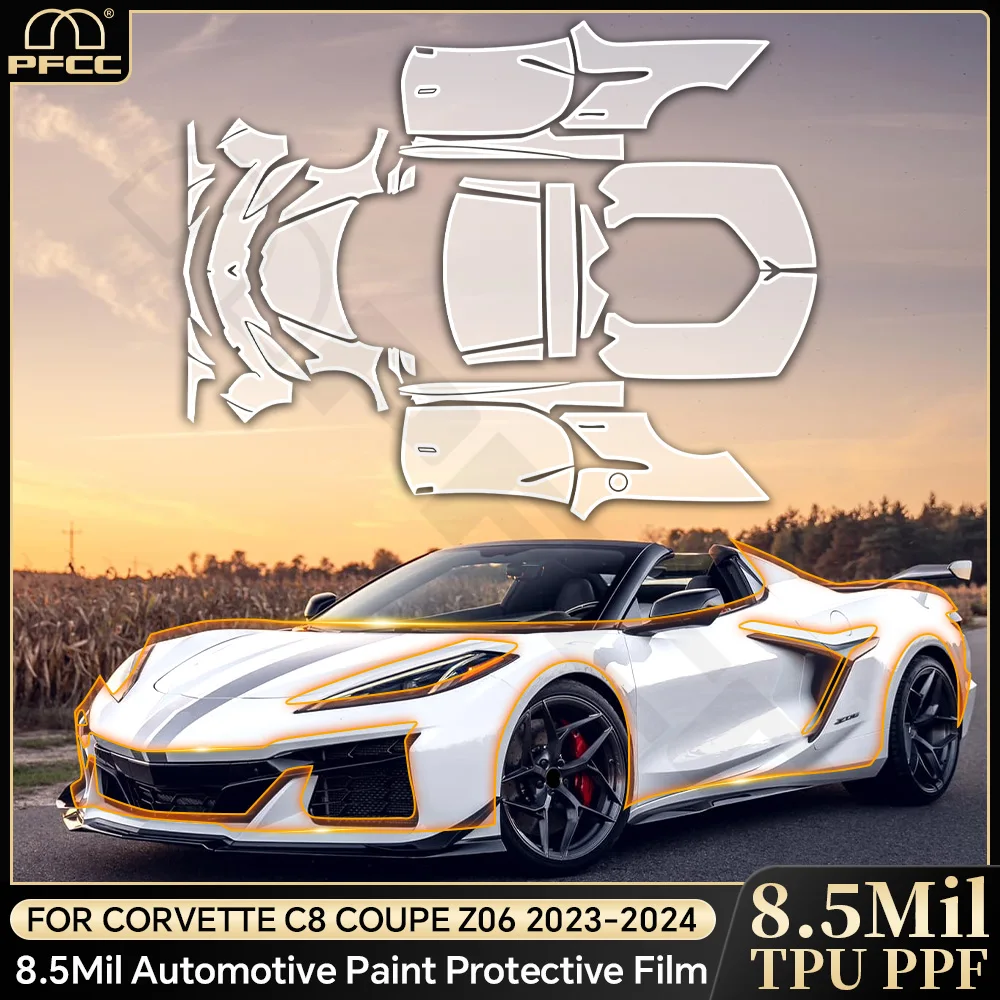 

For Corvette C8 Coupe Z06 2023-2024 Pre Cut PPF Clear Car Paint Protection Film Car Decal Wrap Film Kit Transparent Car Repair