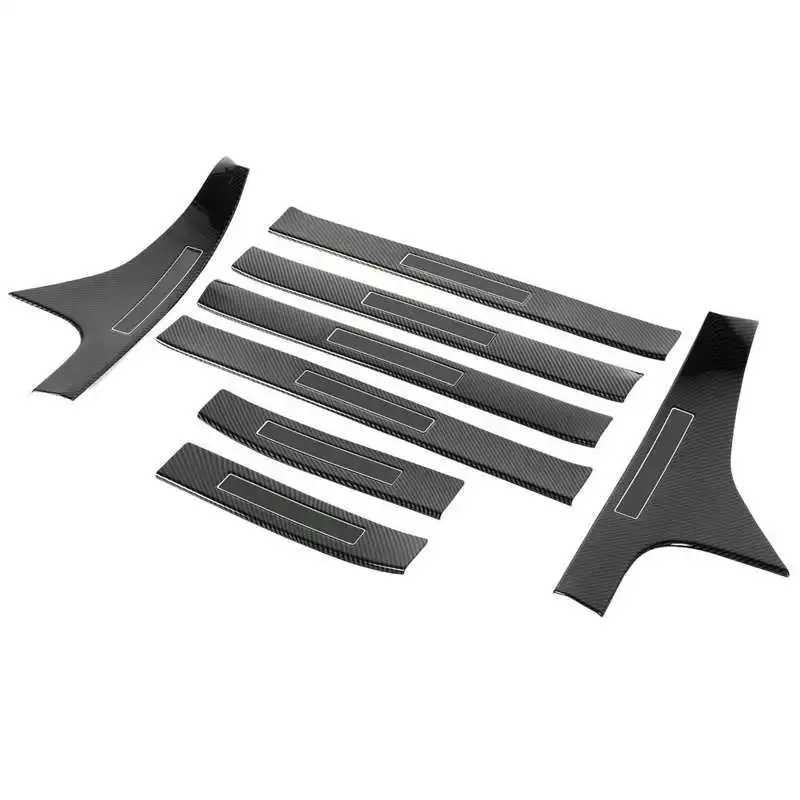 8Pcs/Set Door Sill Plate Carbon Fiber Type Threshold Scuff Protecor Guard Cover Fit for Honda Accord 2018 2019 2020 Car style