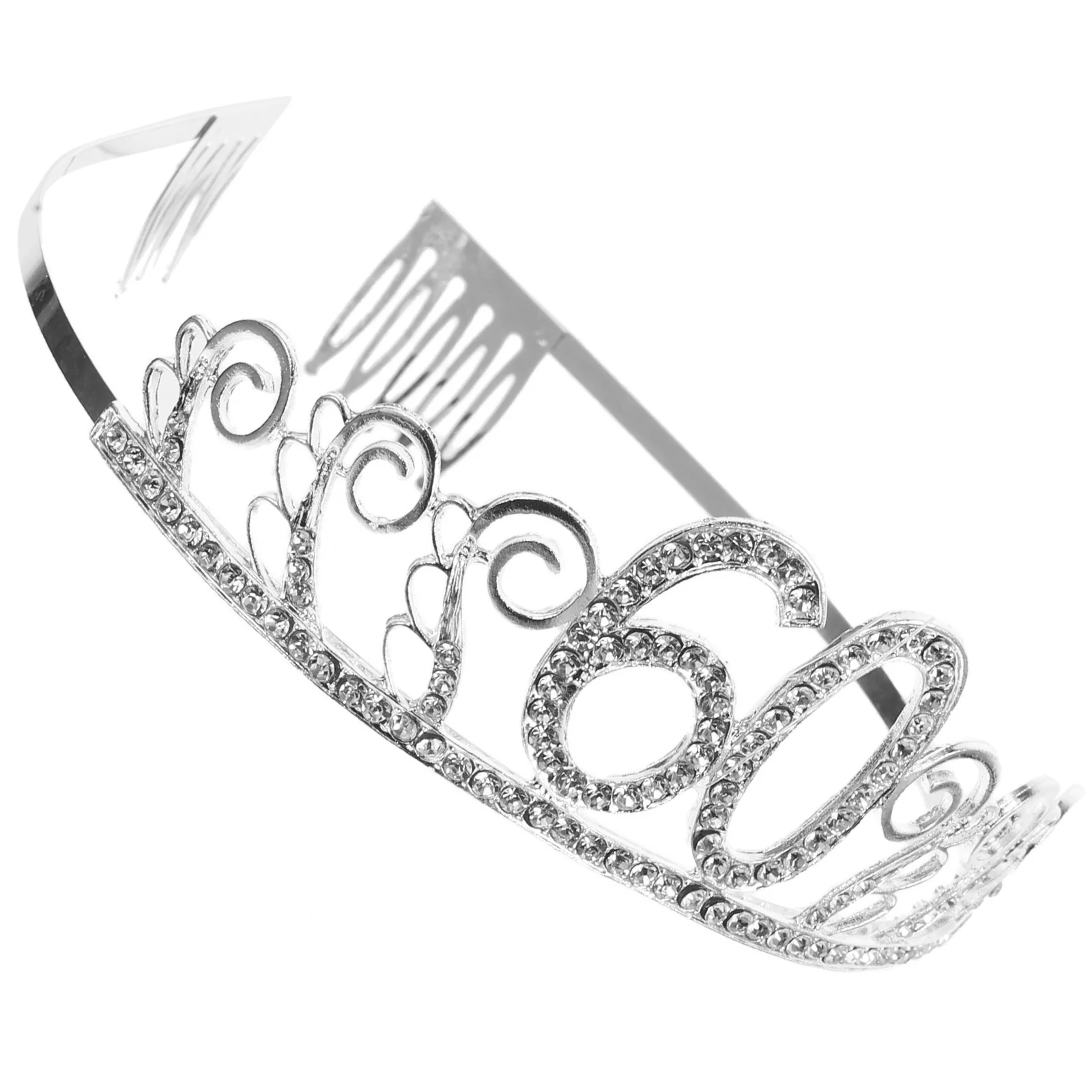 

Birthday Crystal Tiara Number 60 Alloy Party Hair Comb Birthday Headband Crown for Women's 60th Celebration Crown