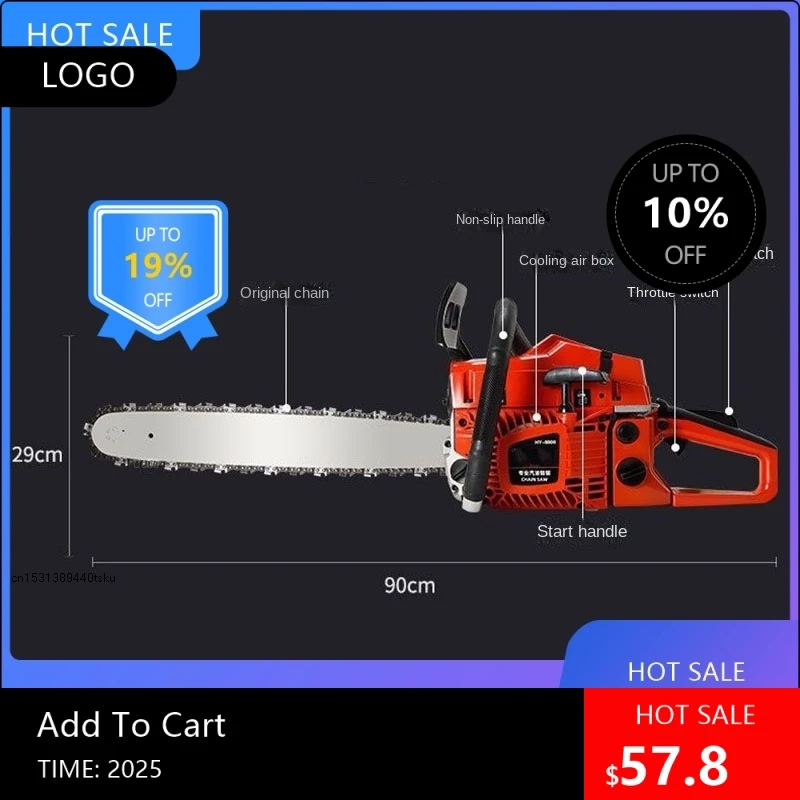 

0805 08098 08010981 9900KW 75CC Chain Saw 1 Saw Logging Saw high-power Chainsaw Arboriculture Cutting Machine0320