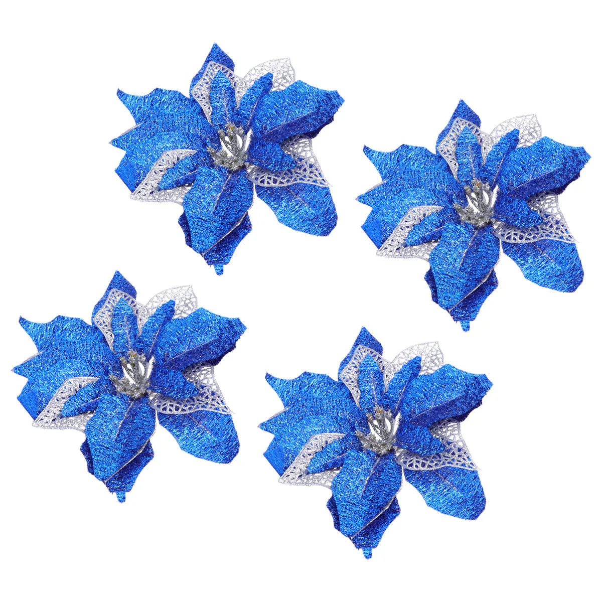 

4pcs Artificial Christmas Flowers Cloth Material Tree Decorations Craft Lightweight Party Wedding Ornament