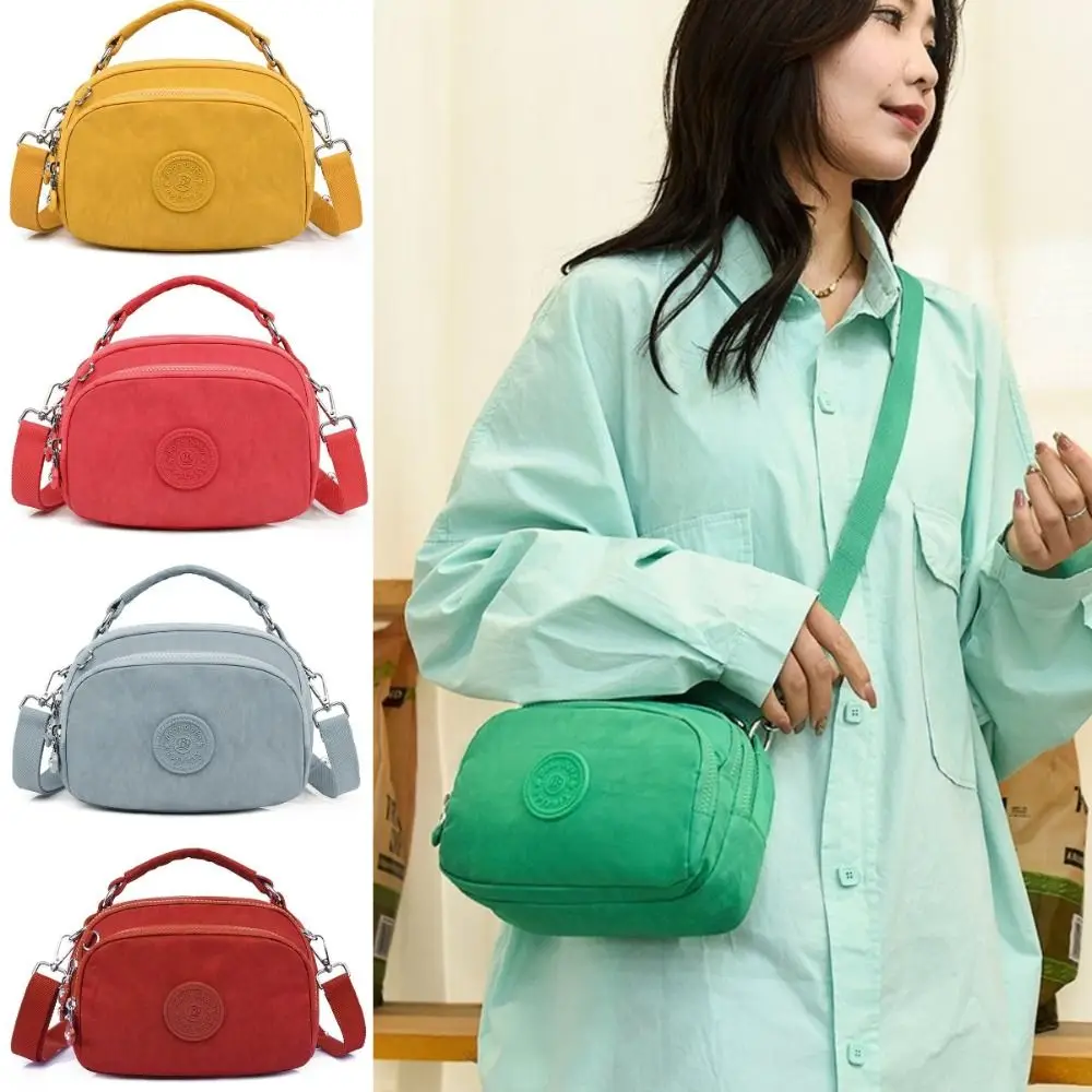 

Zipper Multi Pocket Shoulder Bag Large Capacity Nylon Mobile Phone Bag Multiple Usages Adjustable Strap Small Square Bag Gifts