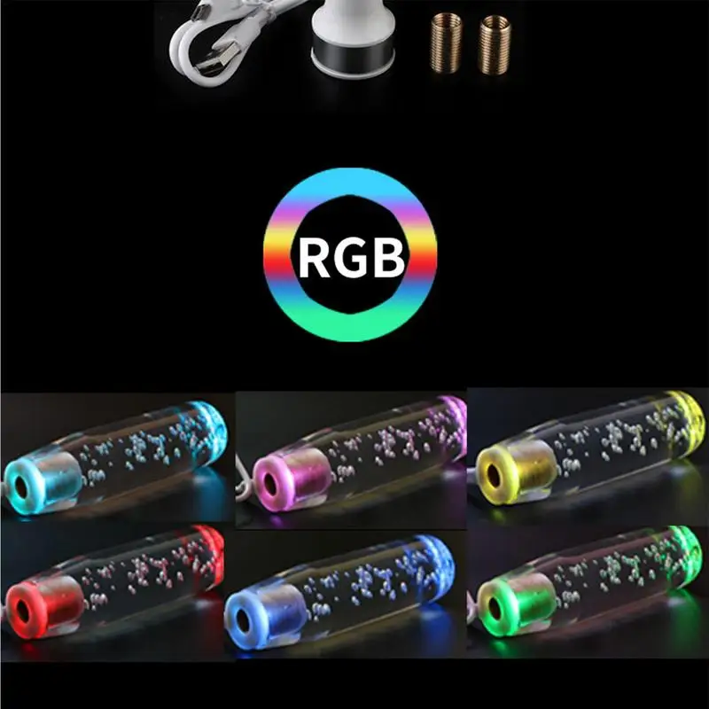 Shift Knob Led 15cm Crystal Transparent Bubble Gear Shifter Multicolor Gradient Universal Automotive Interior Accessories Car