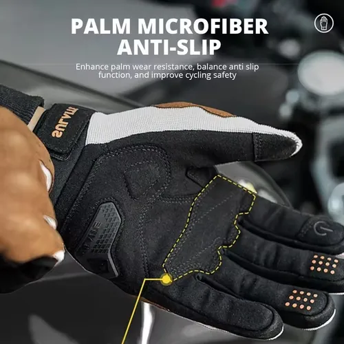 Imagen 2 del producto Guantes de Moto transpirables con dedos completos, antideslizantes, resistentes al desgaste, guantes de carreras para Motocross, guantes de motociclista con pantalla táctil