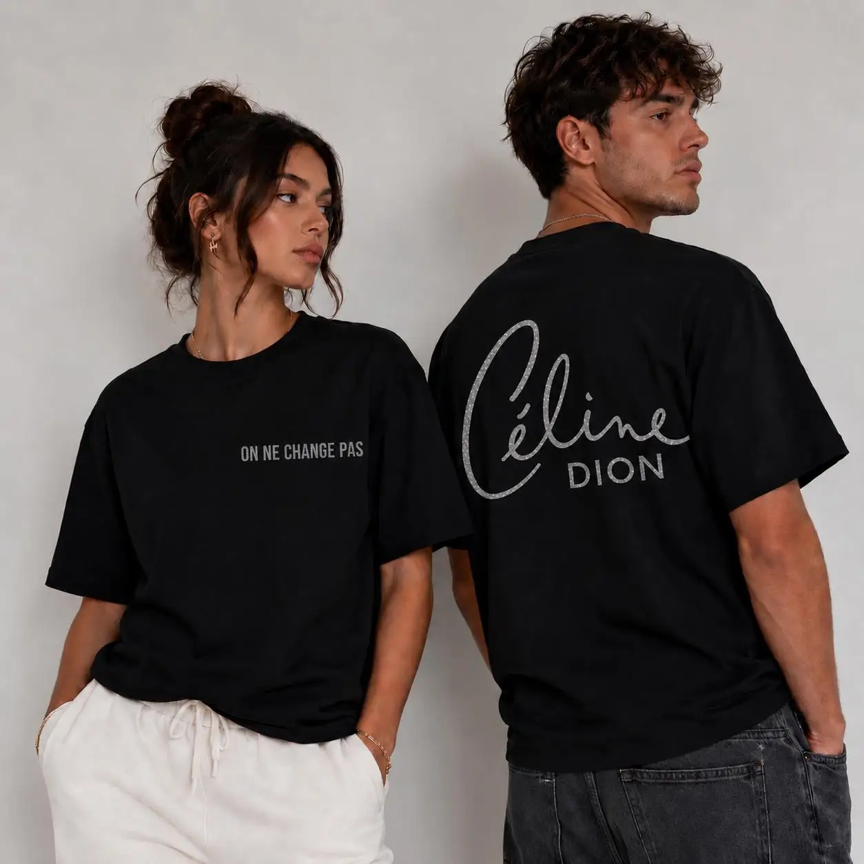 2026 New Celine Dion Paris 2026 Family Matching Unisex Oversized T Shirt Front Text Back Large Tour Letter Print Streetwear Tee
