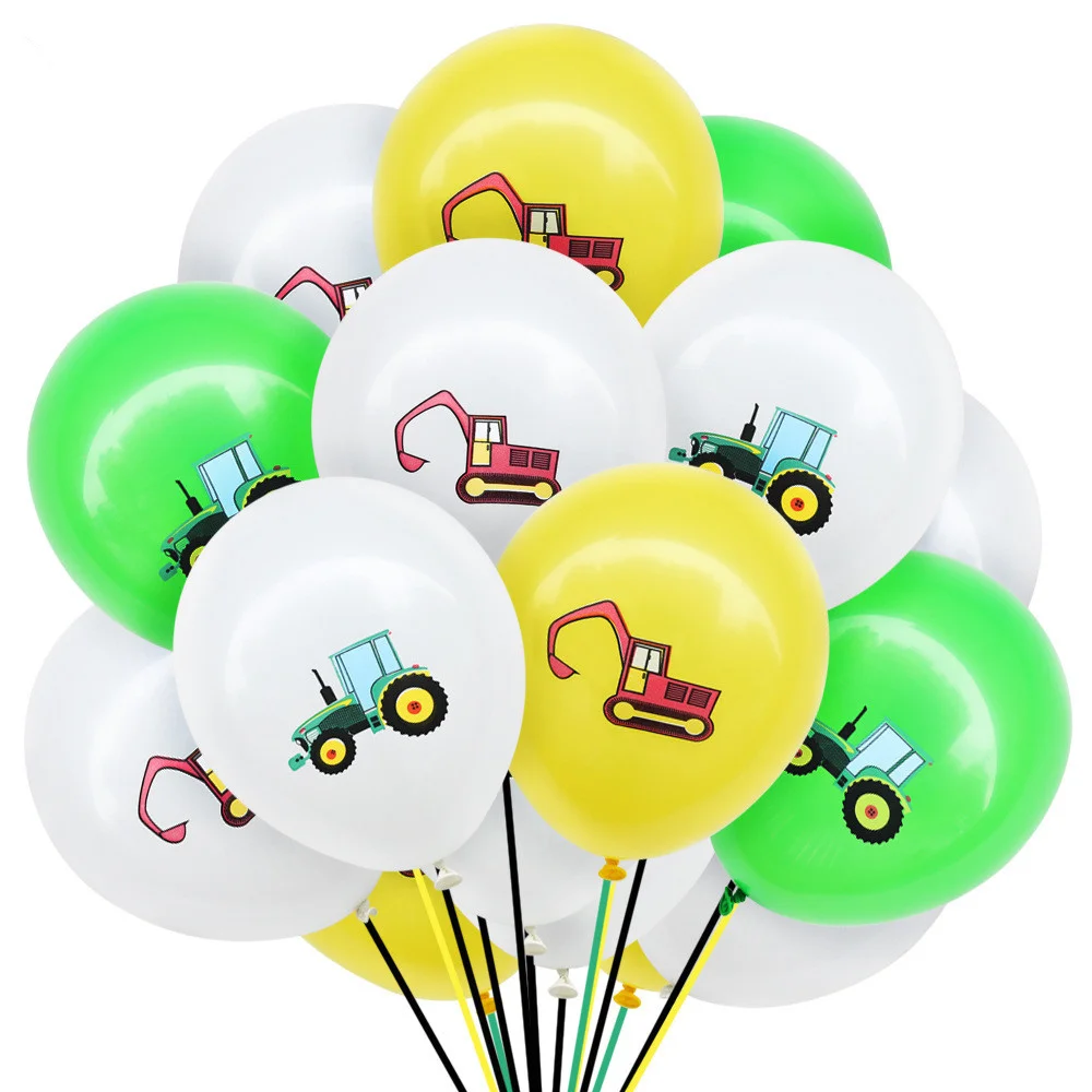 10/30 Stücke Bau Traktor Thema Bagger Latex Ballons Lkw Fahrzeug Baby Dusche Kinder Jungen Geburtstag Party Supplies – Detail 1